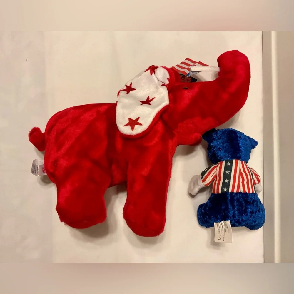 Red, white and blue stuffed animal pair